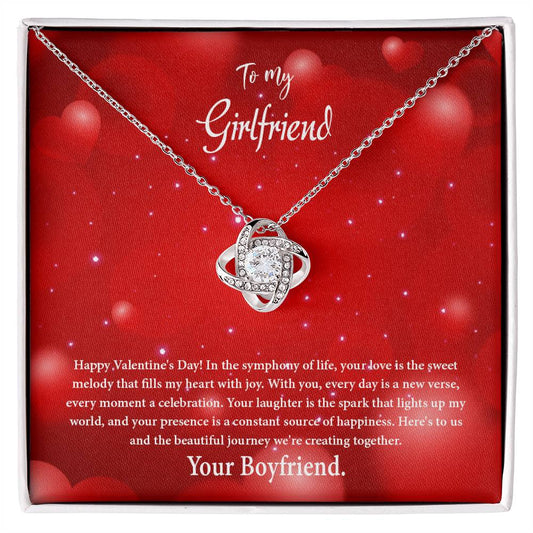 valentine-34c Love Knot Necklace, Gift to my Girlfriend with Beautiful Message Card