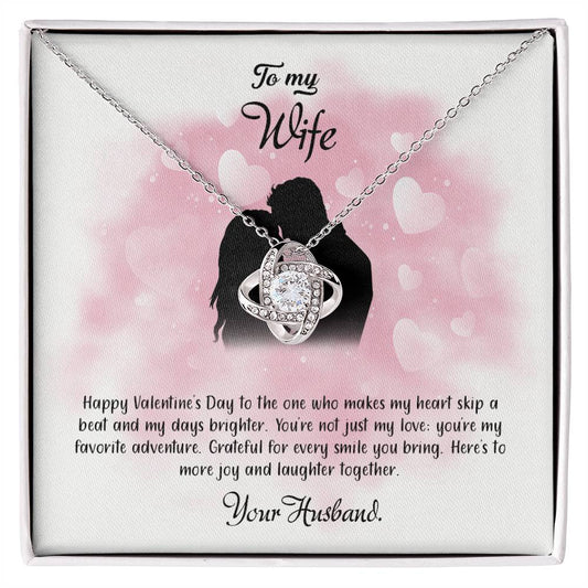 valentine-5a Love Knot Necklace, Gift to my Wife with Beautiful Message Card