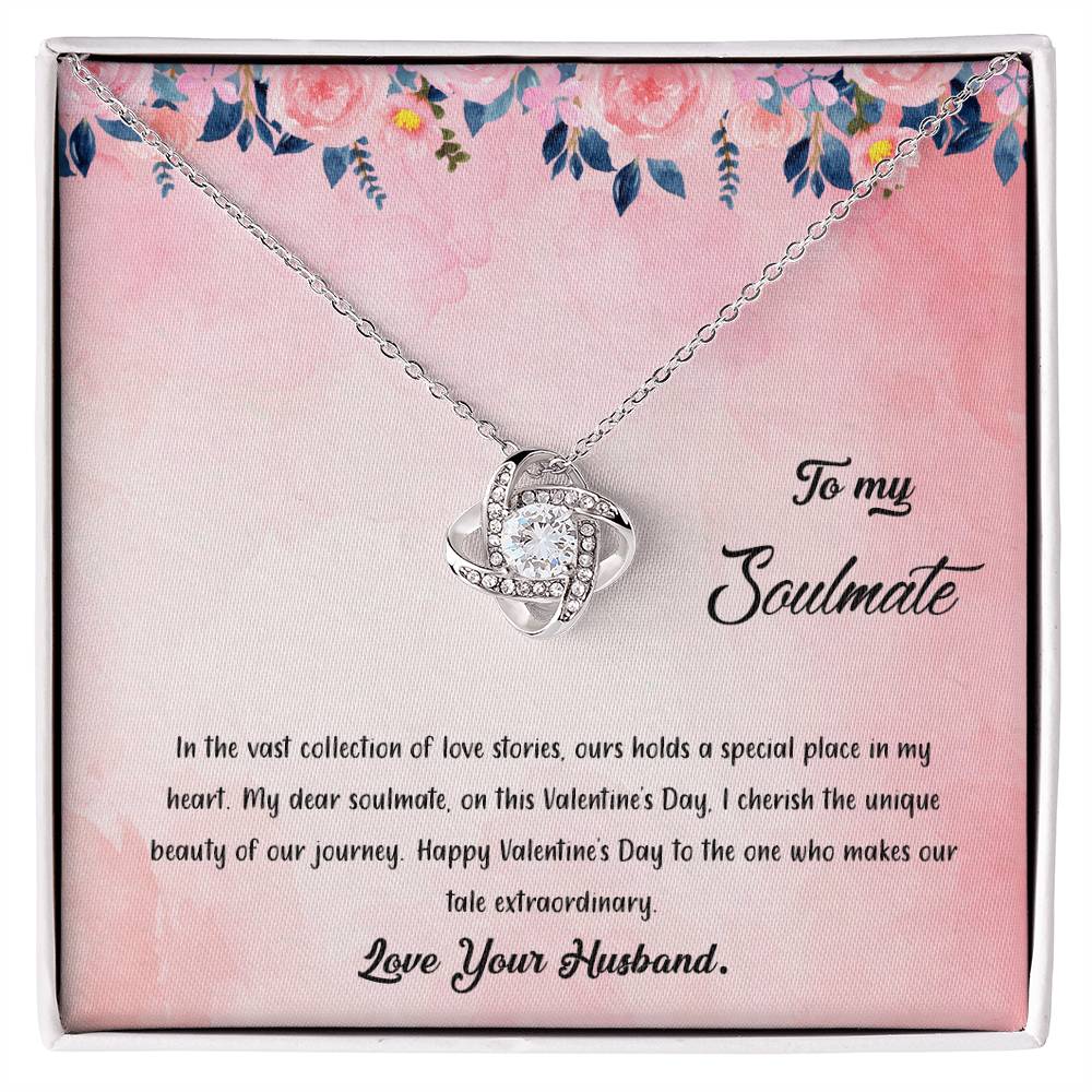 valentine-38b Love Knot Necklace, Gift to My Soulmate with Message card