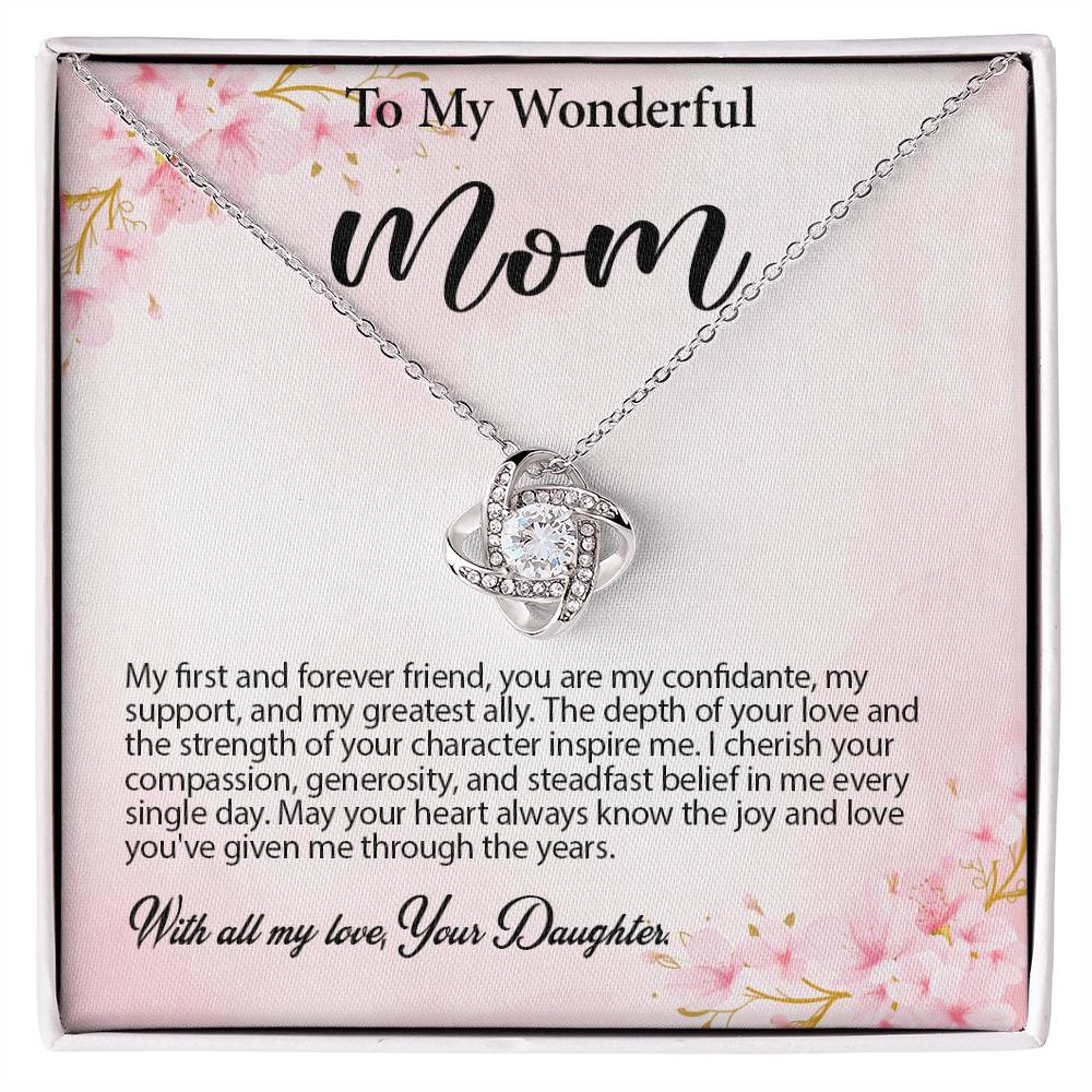 4029d Love Knot Necklace, Gift to my Mom with Beautiful Message Card