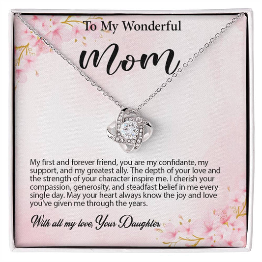 4029d Love Knot Necklace, Gift to my Mom with Beautiful Message Card