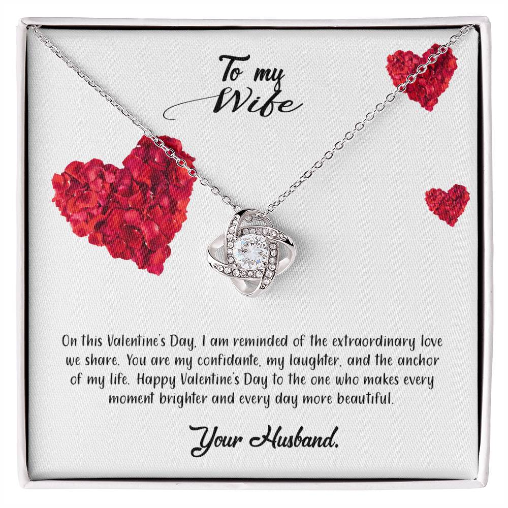 valentine-17a Love Knot Necklace, Gift to my Wife with Beautiful Message Card