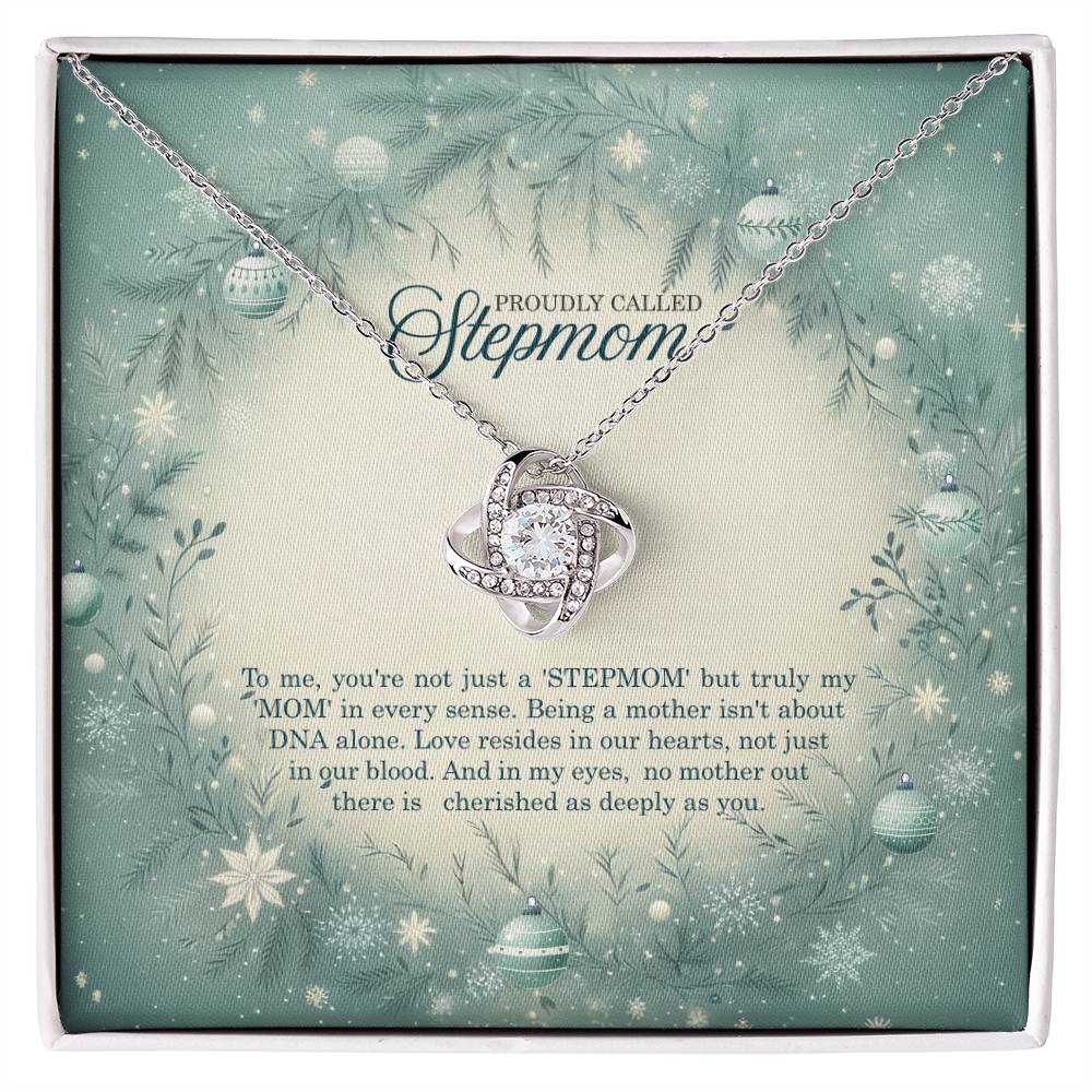 95320 b Love Knot Necklace, Gift to my Stepmom with Beautiful Message Card