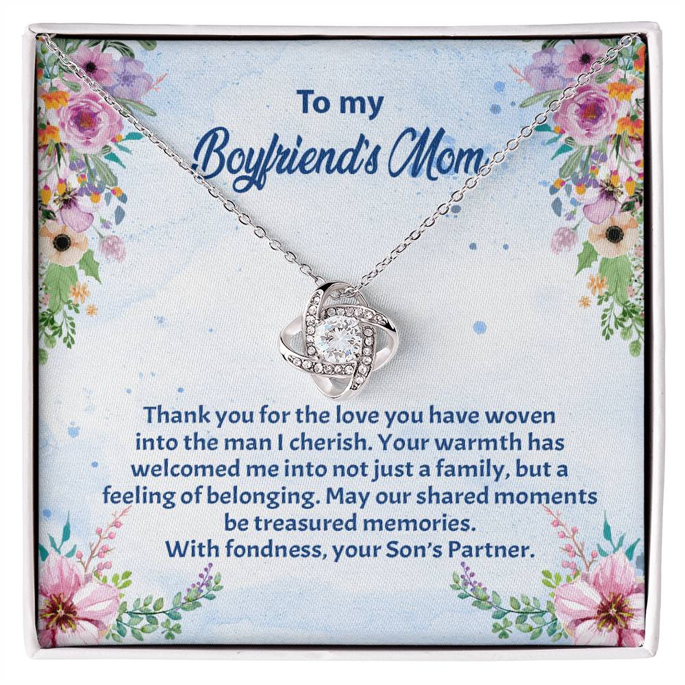 4038d Love Knot Necklace, Gift to my Boyfriend's Mom with Beautiful Message Card