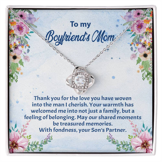 4038d Love Knot Necklace, Gift to my Boyfriend's Mom with Beautiful Message Card