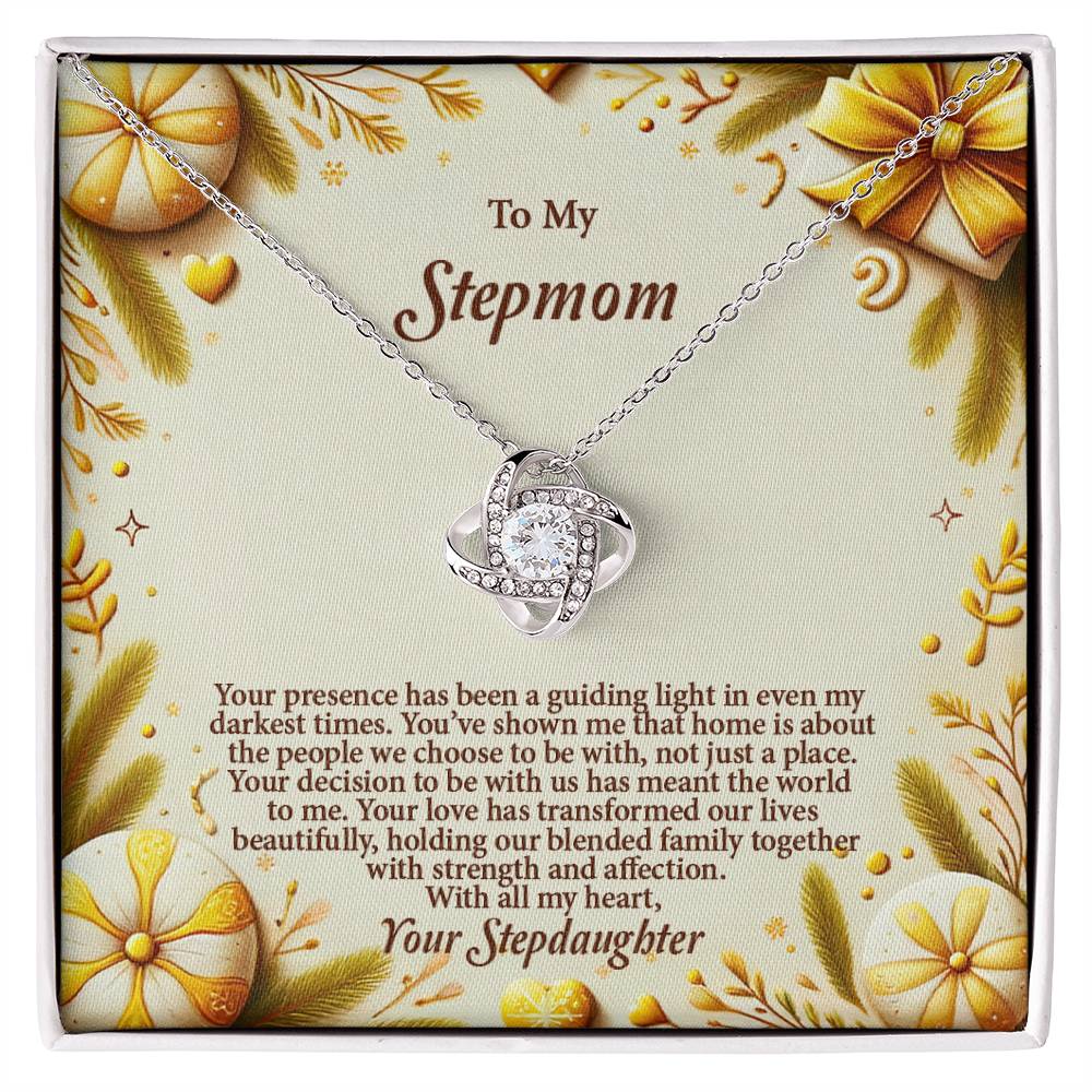 4056c Love Knot Necklace, Gift to my Stepmom with Beautiful Message Card