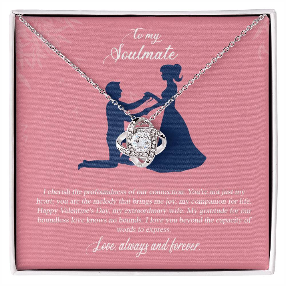 valentine-2b Love Knot Necklace, Gift to My Soulmate with Message card