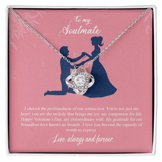 valentine-2b Love Knot Necklace, Gift to My Soulmate with Message card