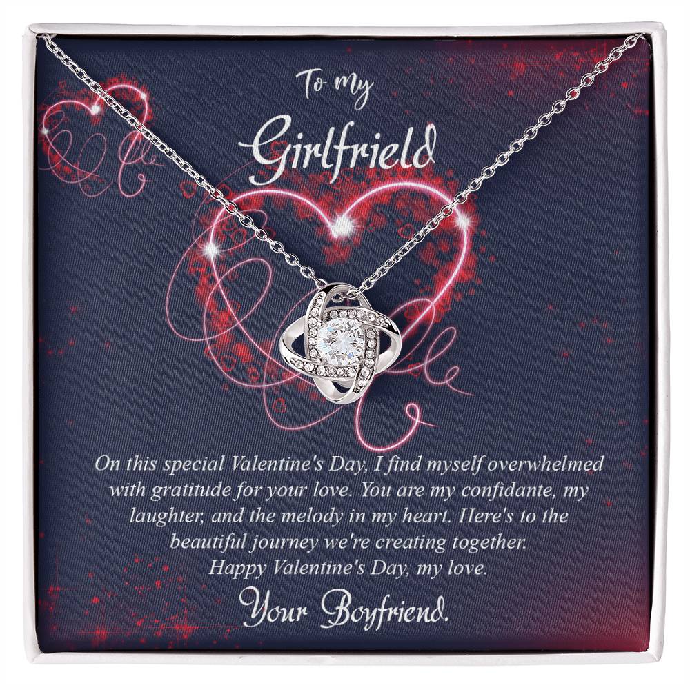 valentine-7c Love Knot Necklace, Gift to my Girlfriend with Beautiful Message Card