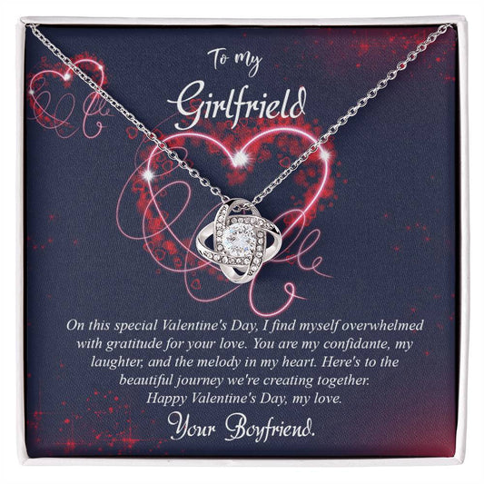 valentine-7c Love Knot Necklace, Gift to my Girlfriend with Beautiful Message Card