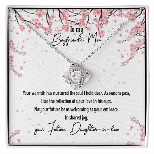 4040 c Love Knot Necklace, Gift to my Boyfriend's Mom with Beautiful Message Card