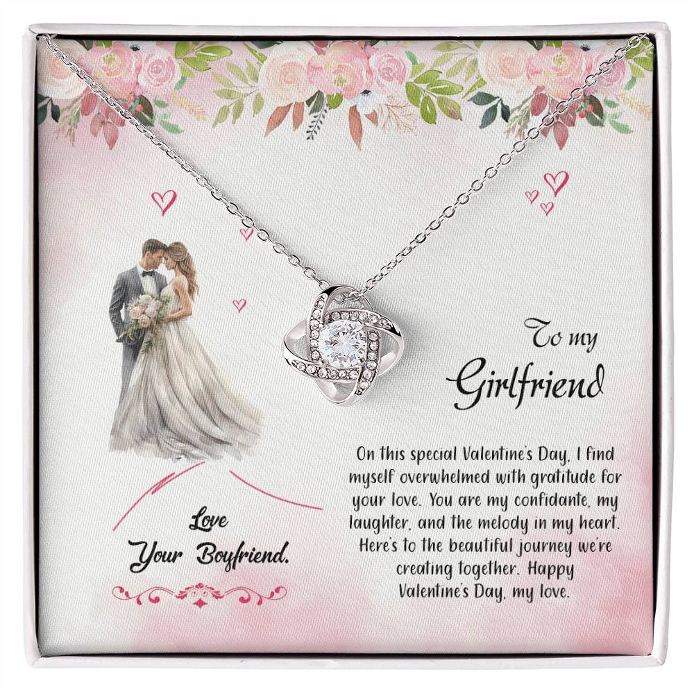 valentine-6c Love Knot Necklace, Gift to my Girlfriend with Beautiful Message Card