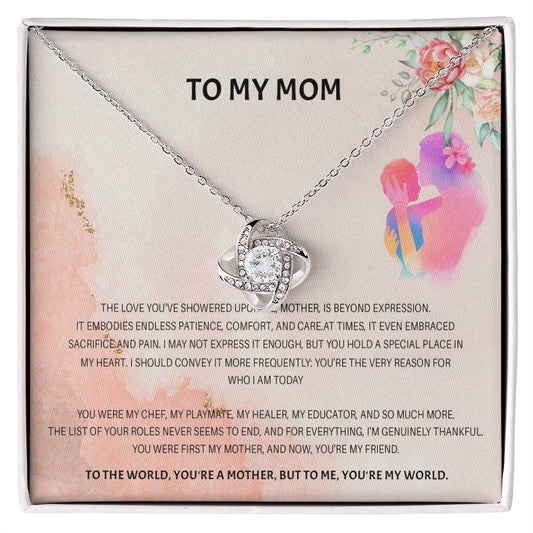 94689c Love Knot Necklace, Gift to my Mom with Beautiful Message Card