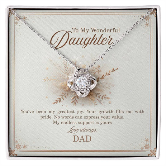 95318 c Love Knot Necklace, Gift to my Daughter with Beautiful Message Card