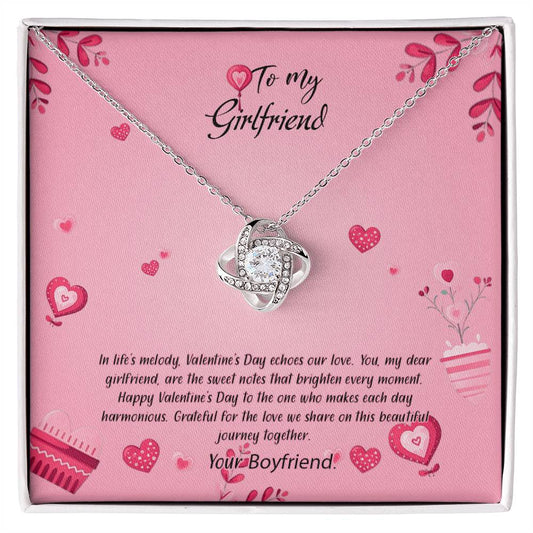 valentine-16c Love Knot Necklace, Gift to my Girlfriend with Beautiful Message Card