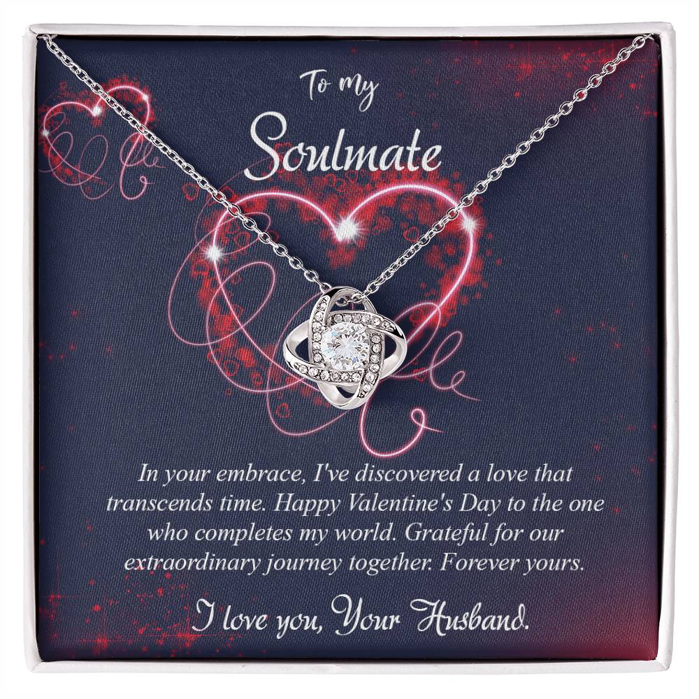 valentine-7b Love Knot Necklace, Gift to My Soulmate with Message card