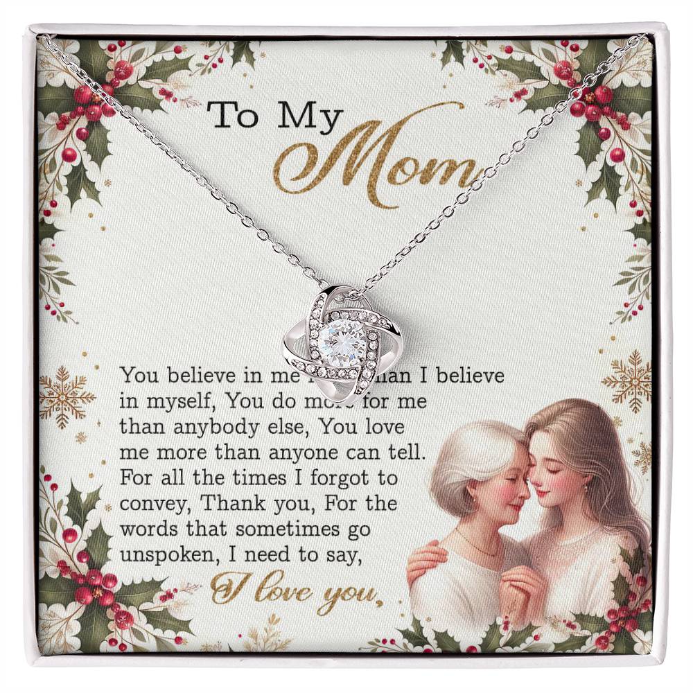 95147c Love Knot Necklace, Gift to my Mom with Beautiful Message Card