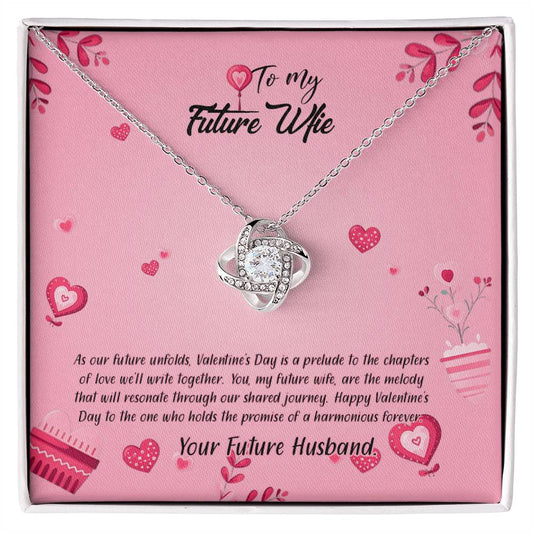 valentine-16d Love Knot Necklace, Gift to my Future Wife with Beautiful Message Card