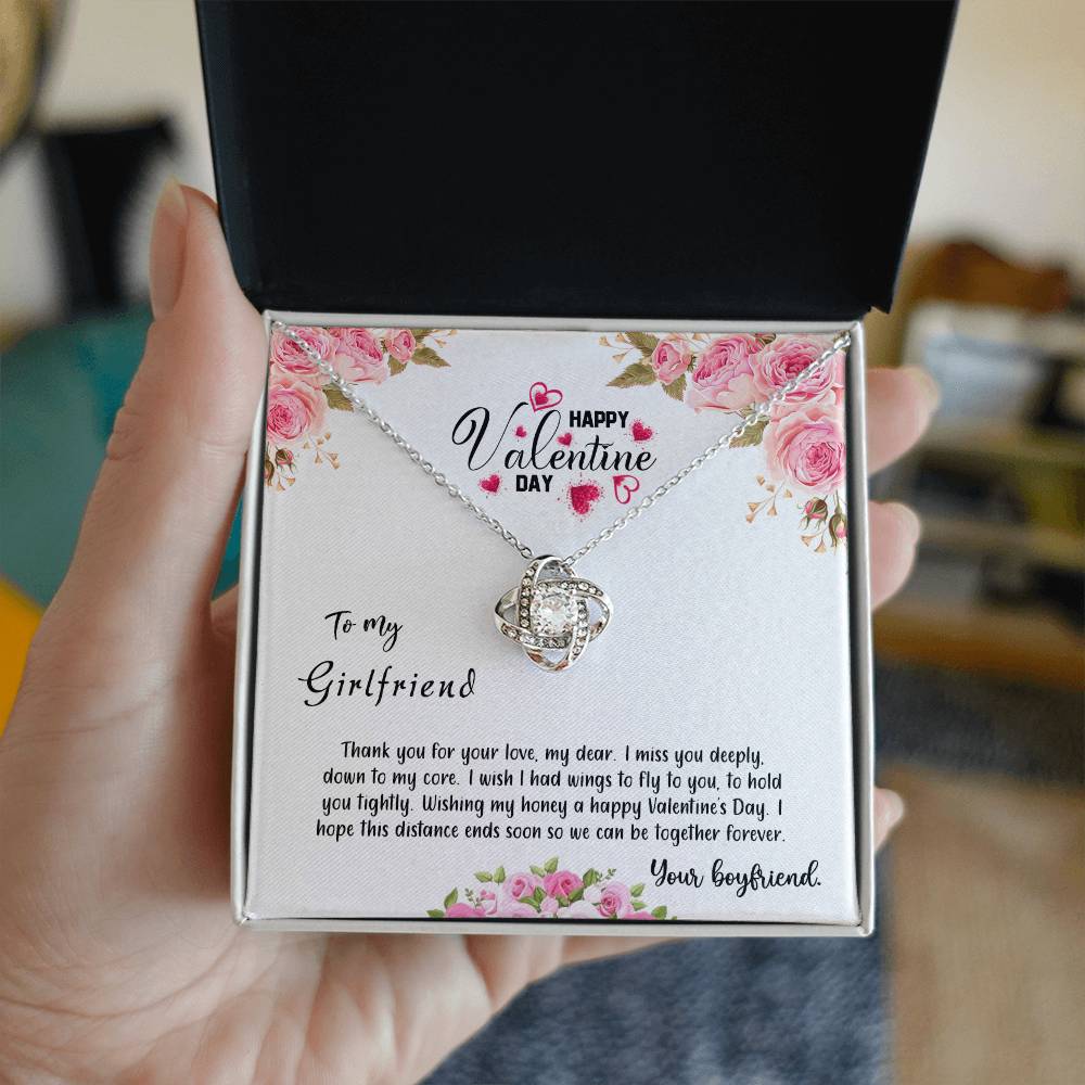 valentine-31c Love Knot Necklace, Gift to my Girlfriend with Beautiful Message Card