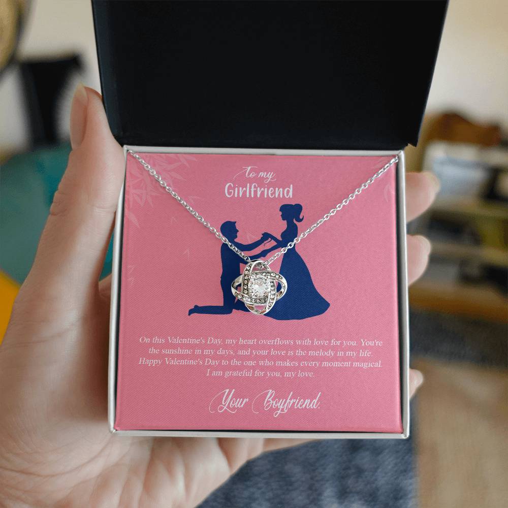 valentine-2c Love Knot Necklace, Gift to my Girlfriend with Beautiful Message Card