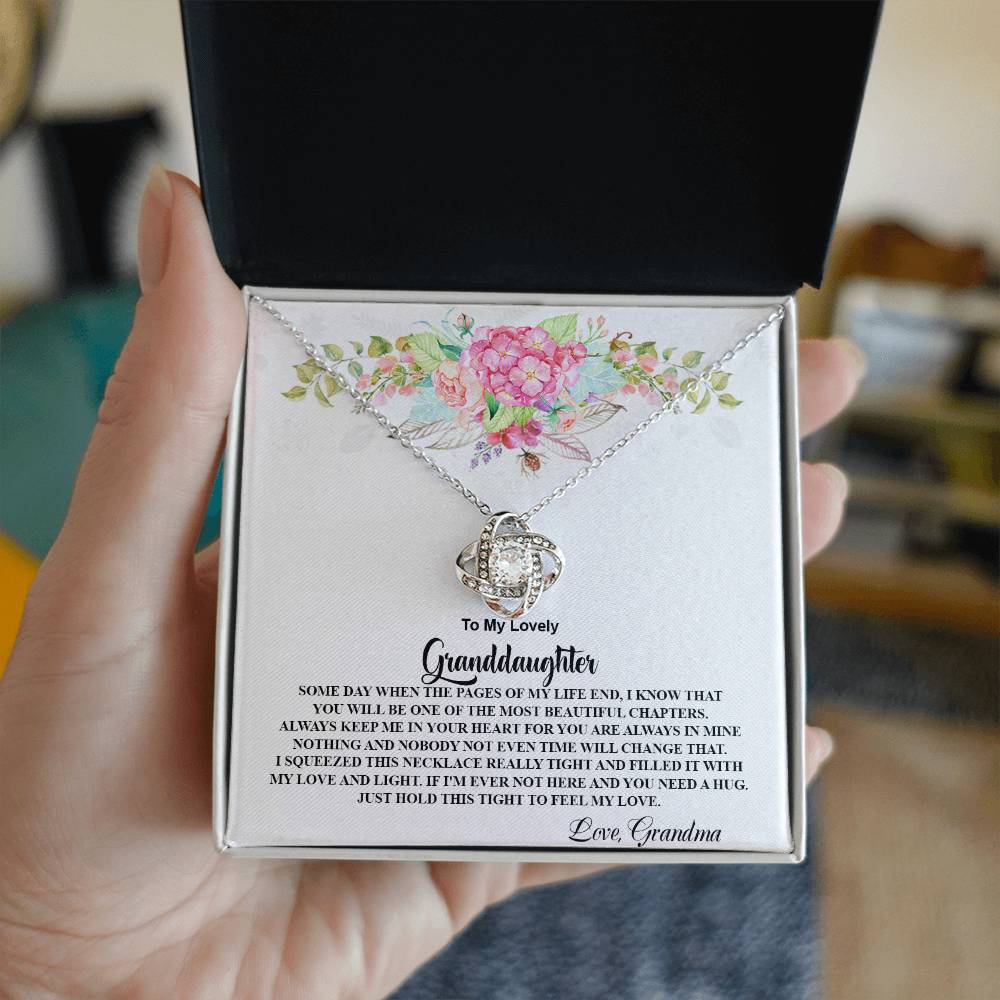 4026 b Love Knot Necklace, Gift to My Granddaughter with nice Message Card