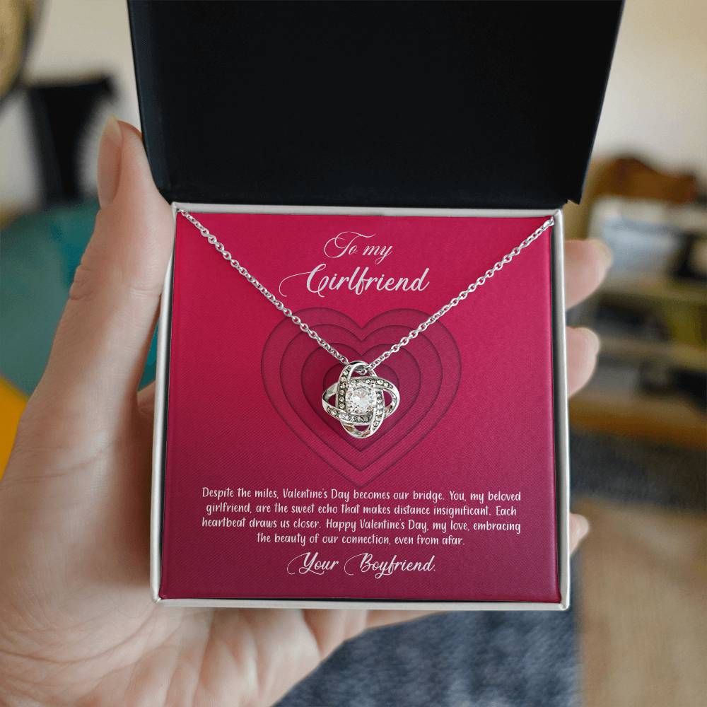 valentine-9c Love Knot Necklace, Gift to my Girlfriend with Beautiful Message Card