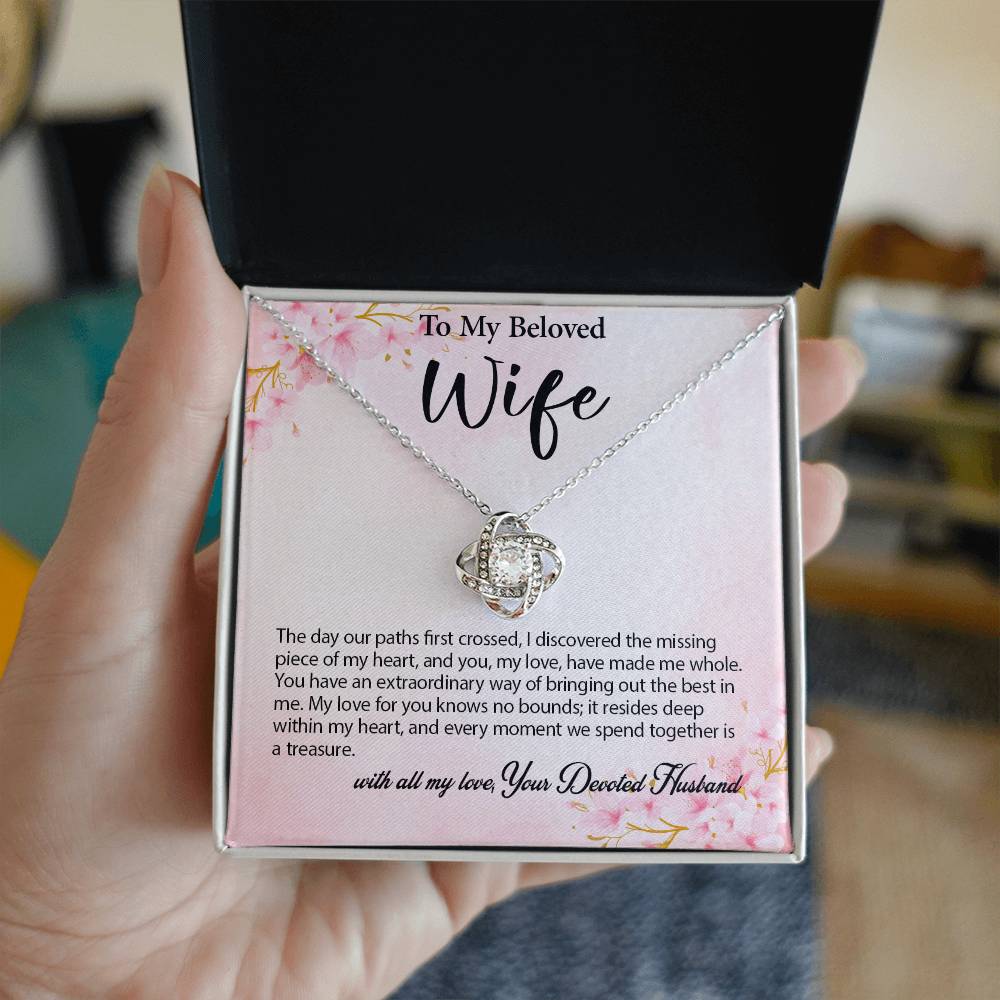 4029a Love Knot Necklace, Gift to my Wife with beautiful Message Card