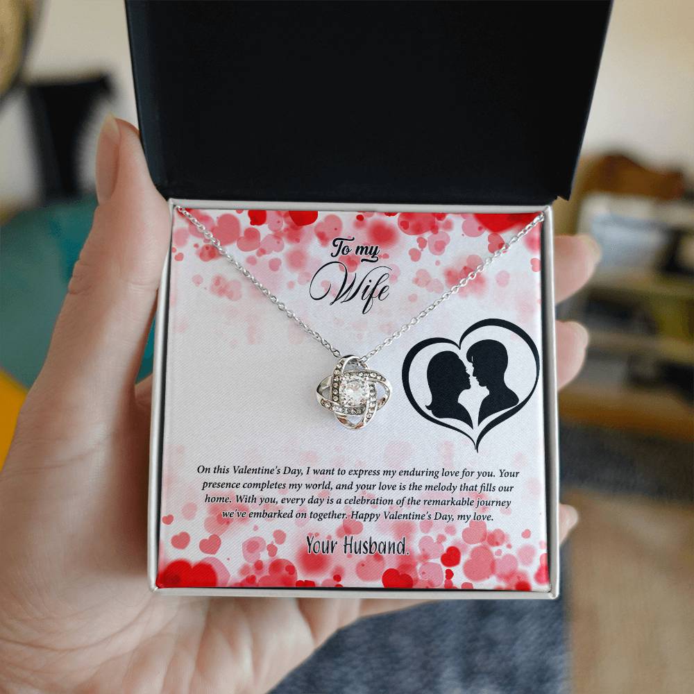 valentine-36a Love Knot Necklace, Gift to my Wife with Beautiful Message Card