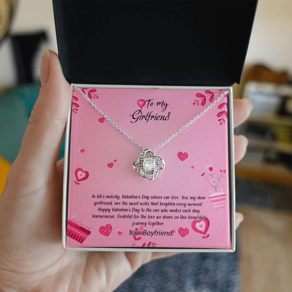 valentine-16c Love Knot Necklace, Gift to my Girlfriend with Beautiful Message Card