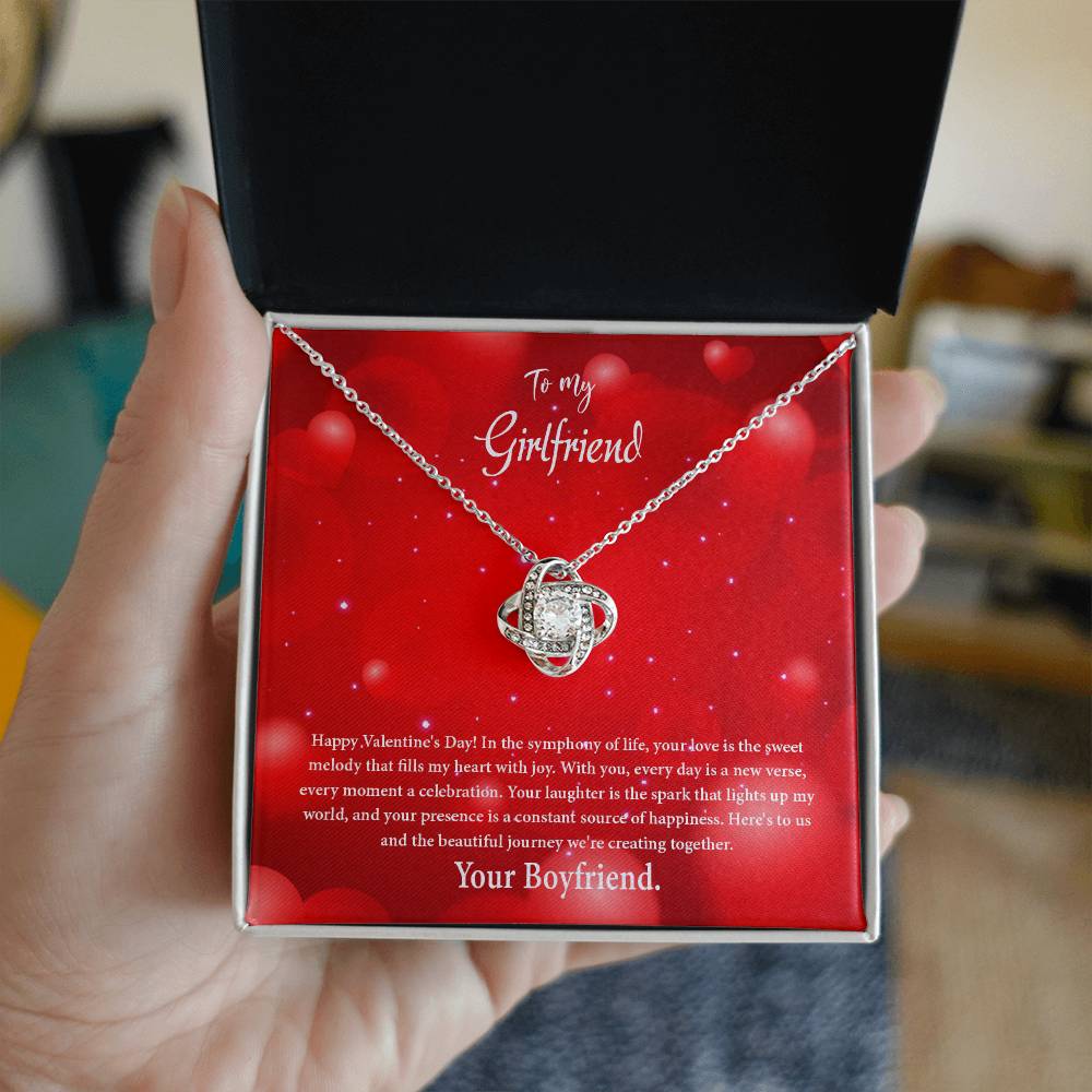 valentine-34c Love Knot Necklace, Gift to my Girlfriend with Beautiful Message Card