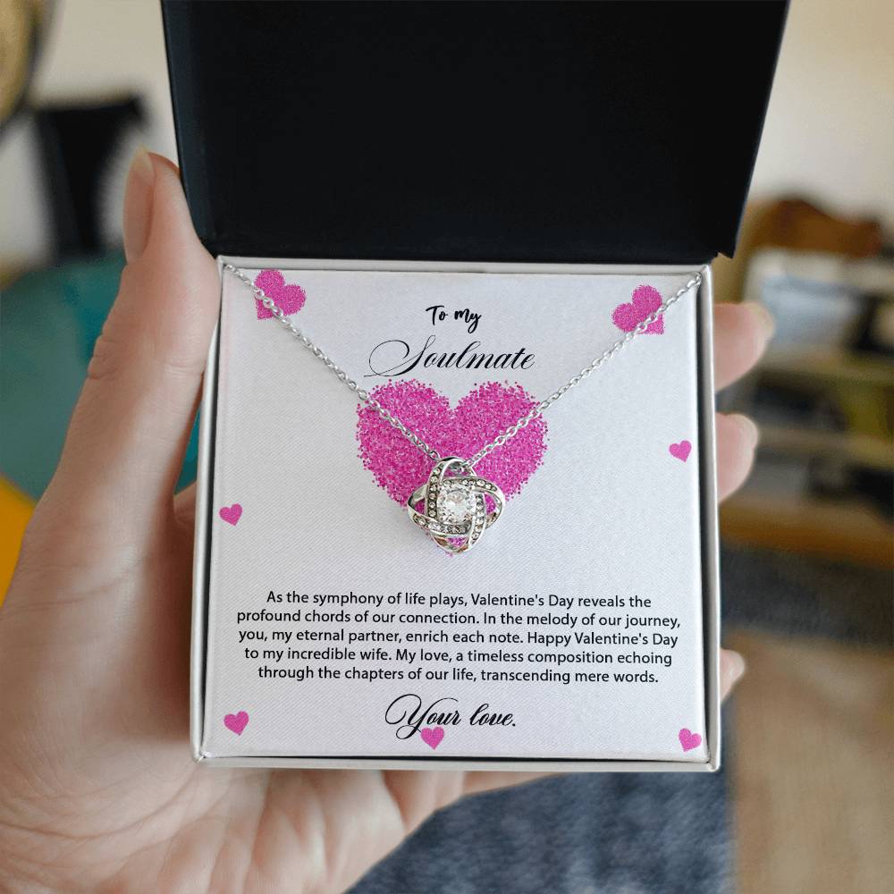 valentine-8b Love Knot Necklace, Gift to My Soulmate with Message card