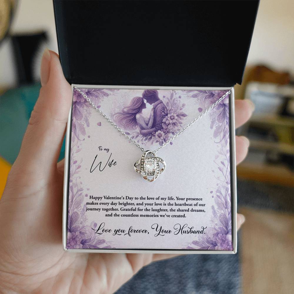 Valentine-st10a Love Knot Necklace, Gift to my Wife with Beautiful Message Card