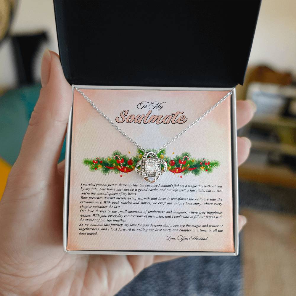 4009b Love Knot Necklace, Gift to My Soulmate with Message card