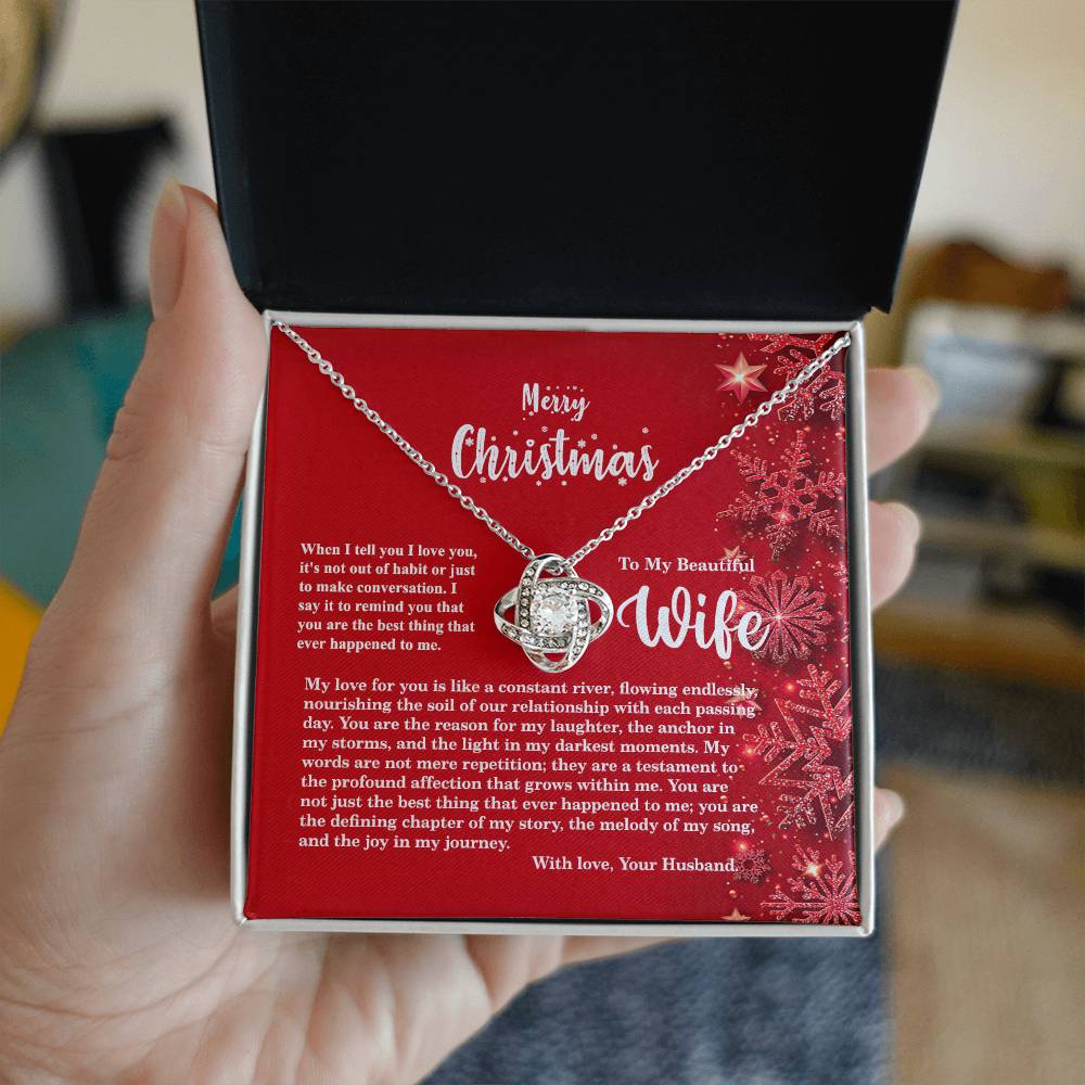 4013b Love Knot Necklace, Gift to my Wife with beautiful Message Card