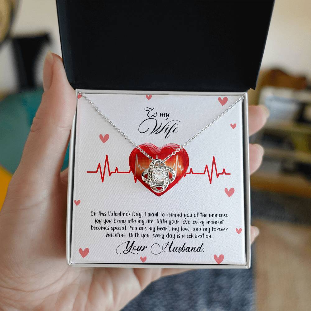 valentine-33a Love Knot Necklace, Gift to my Wife with Beautiful Message Card