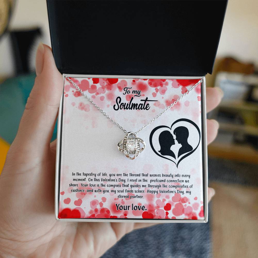 valentine-36b Love Knot Necklace, Gift to My Soulmate with Message card