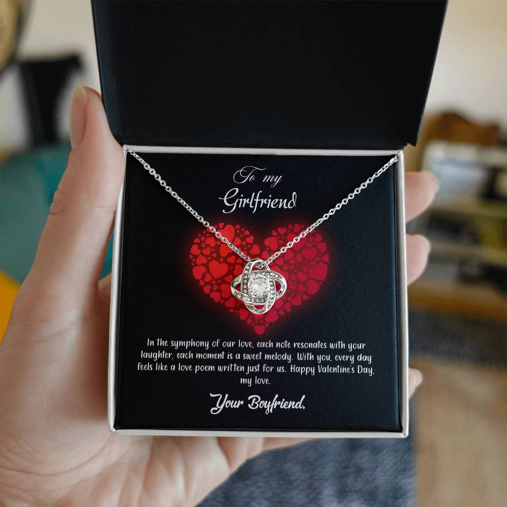 valentine-23c Love Knot Necklace, Gift to my Girlfriend with Beautiful Message Card