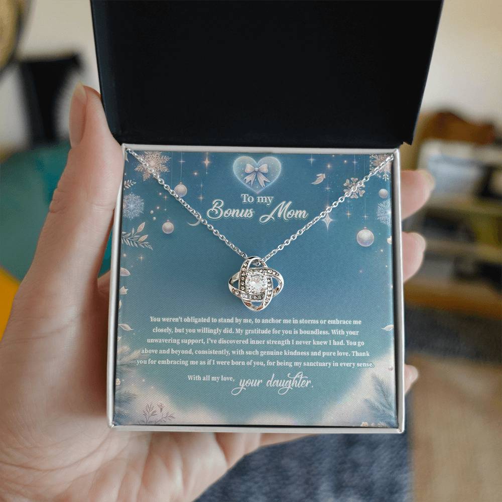 4045 (a) Love Knot Necklace, Gift to my Stepmom with Beautiful Message Card