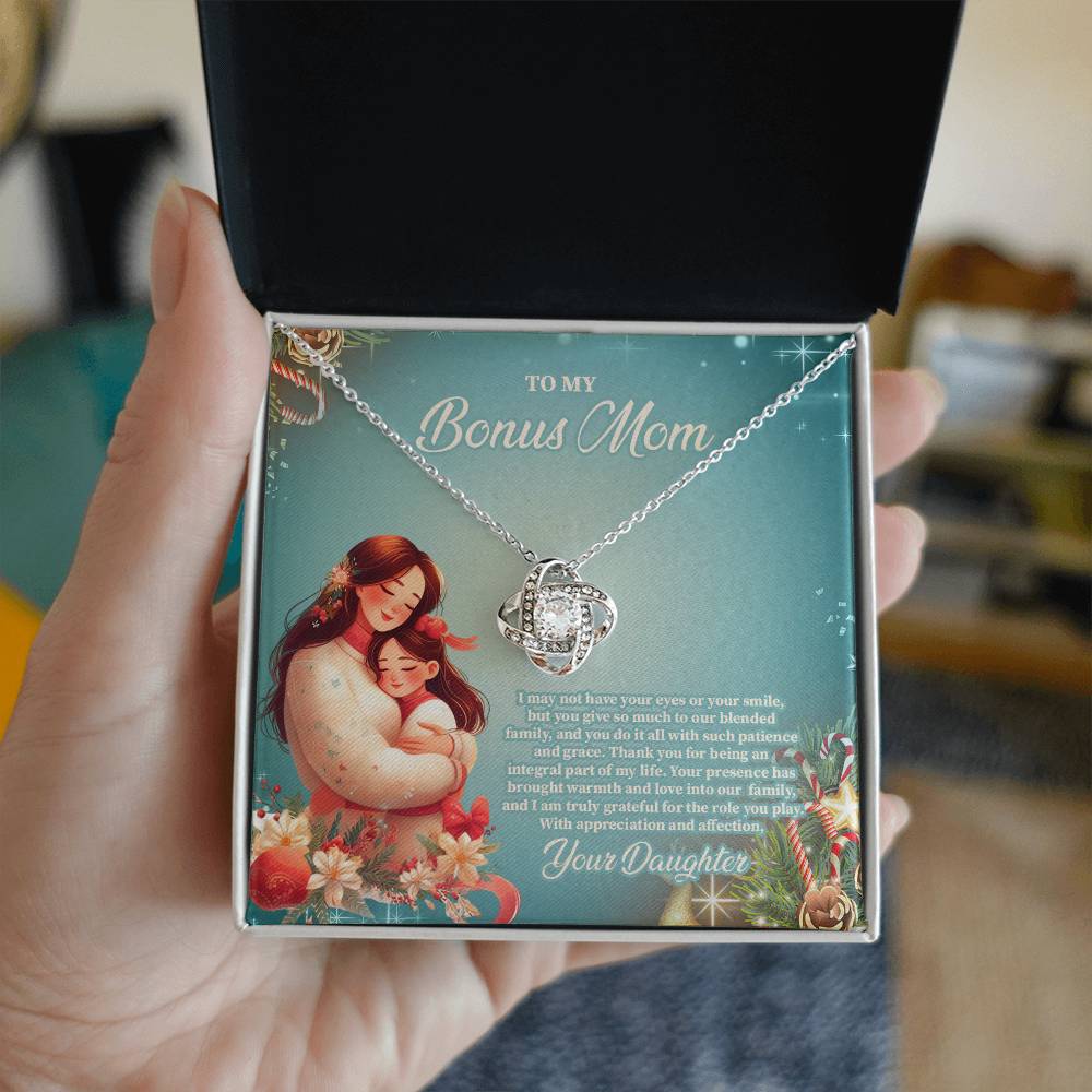 4024c Love Knot Necklace, Gift to my Stepmom with Beautiful Message Card