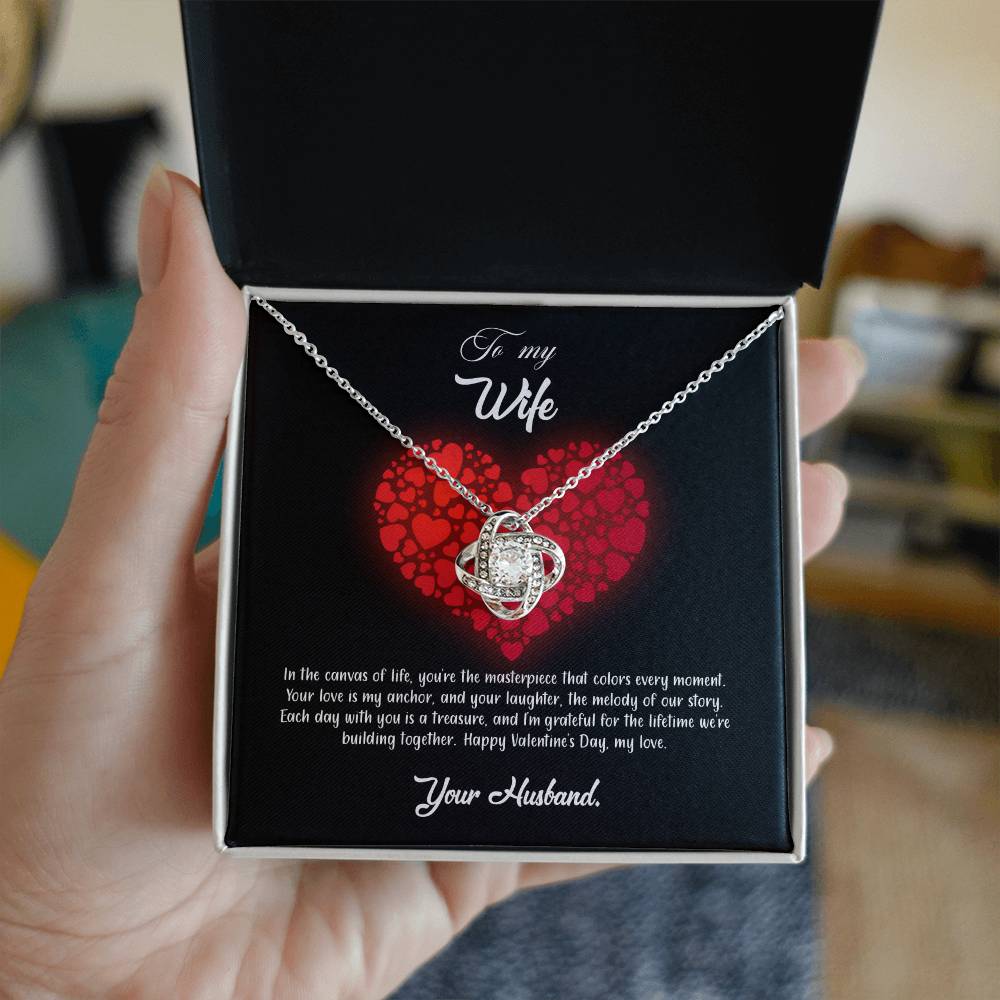 valentine-23a Love Knot Necklace, Gift to my Wife with Beautiful Message Card