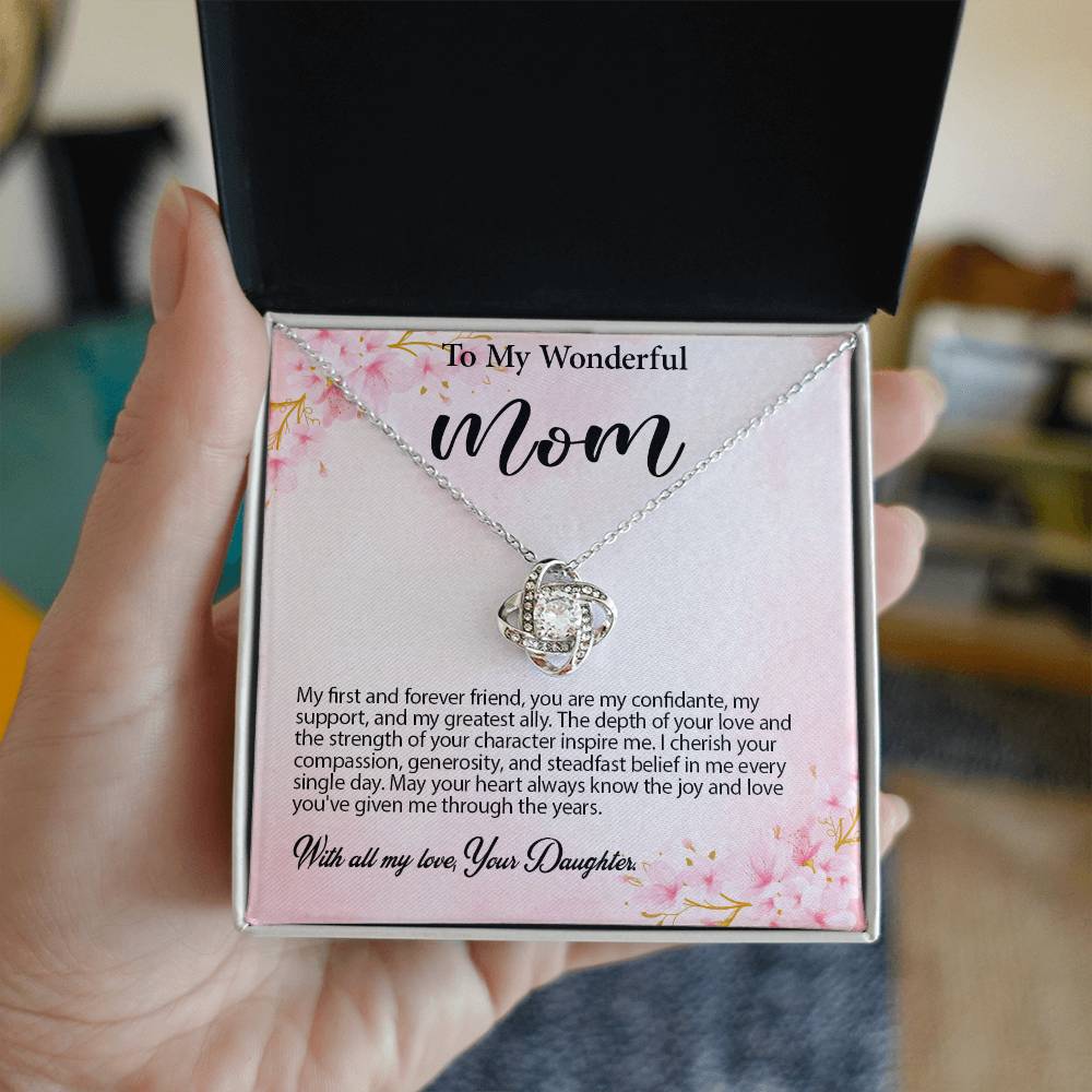 4029d Love Knot Necklace, Gift to my Mom with Beautiful Message Card