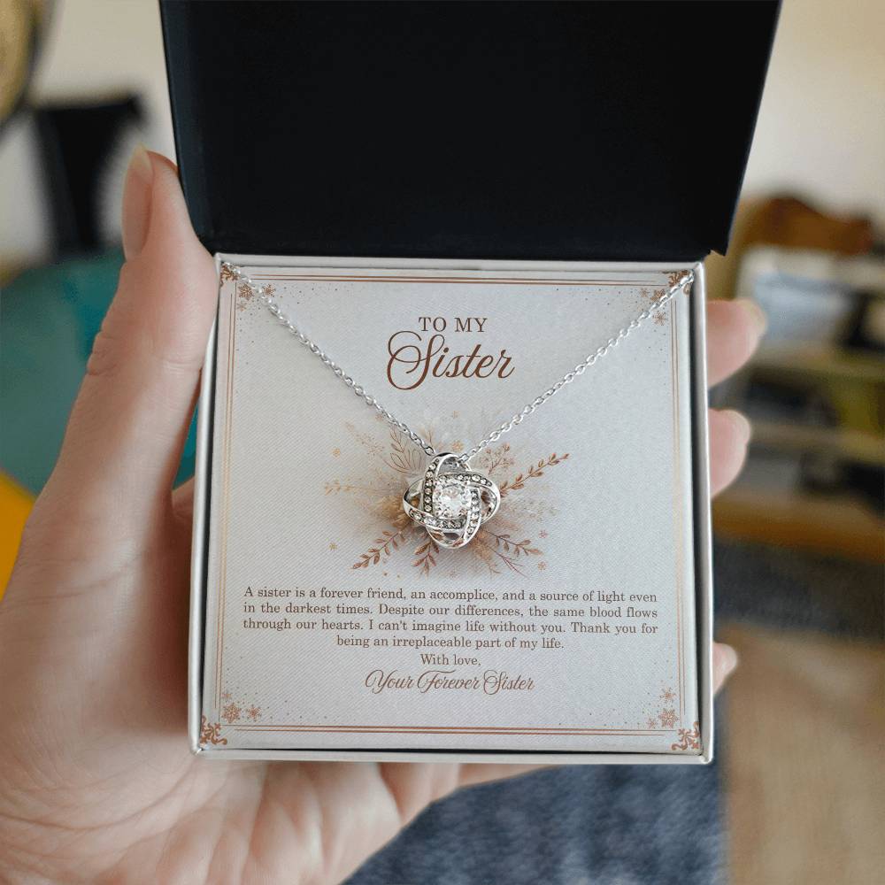 95318b Love Knot Necklace, Gift to my Sister with Beautiful Message Card