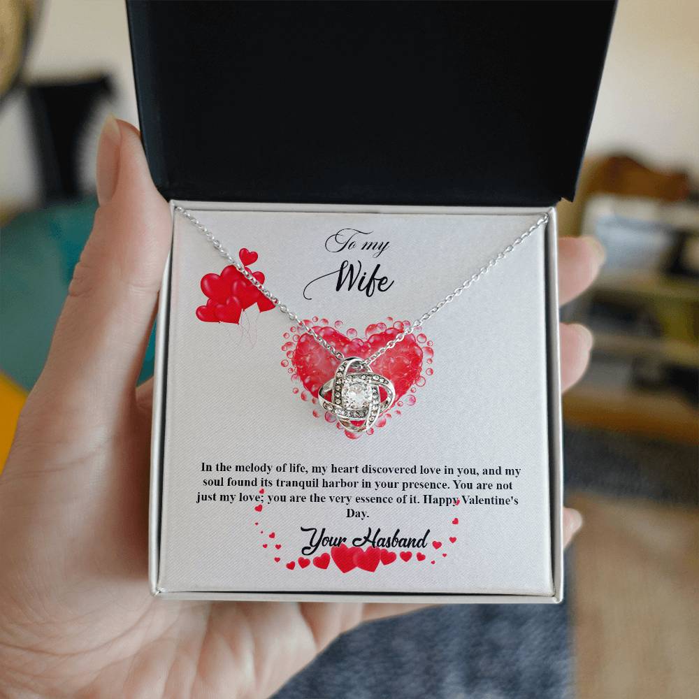 valentine-20a Love Knot Necklace, Gift to my Wife with Beautiful Message Card