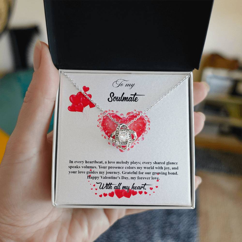 valentine-20b Love Knot Necklace, Gift to My Soulmate with Message card