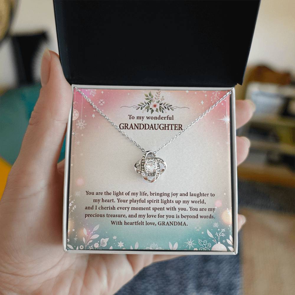 4057a Love Knot Necklace, Gift to My Granddaughter with nice Message Card