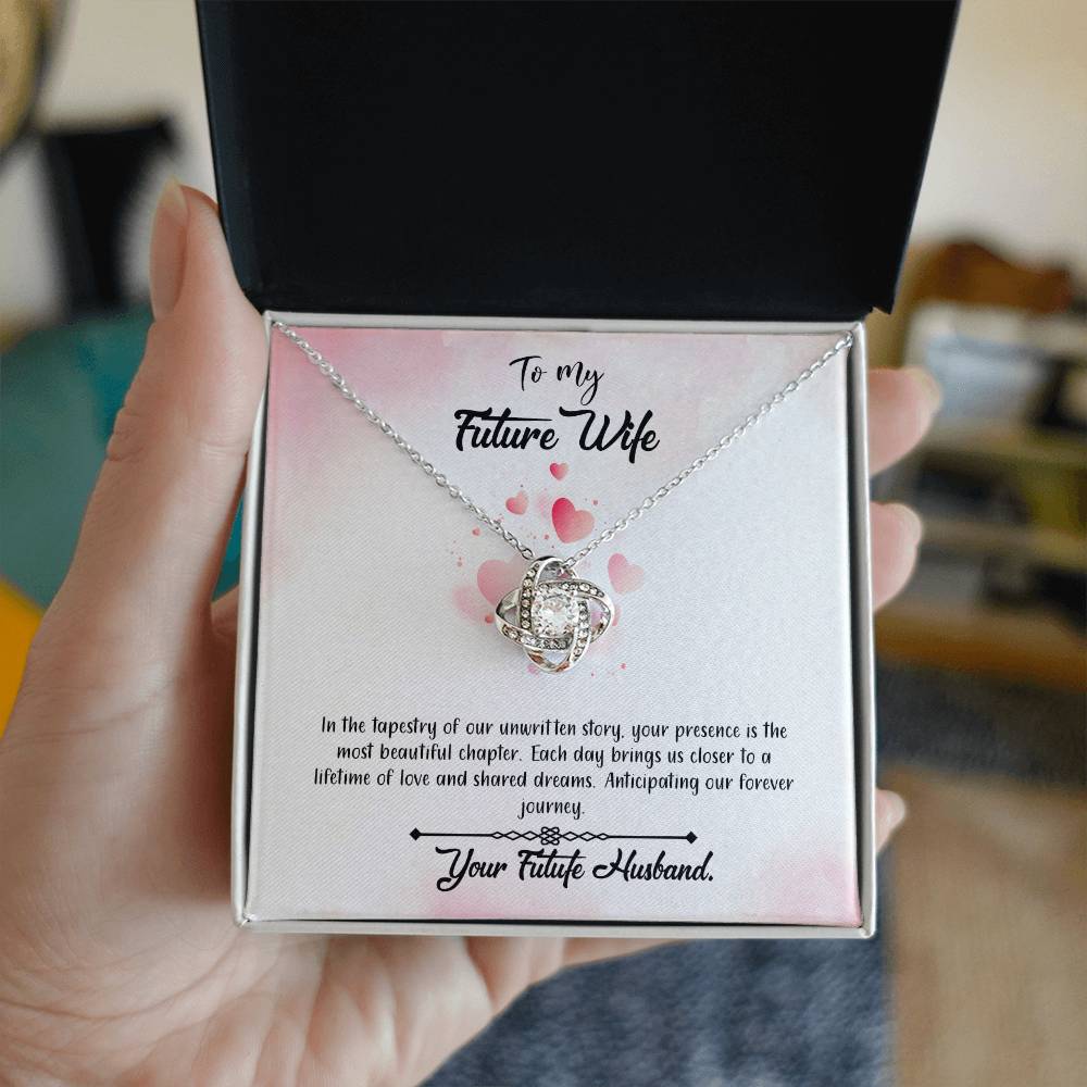 valentine-12d Love Knot Necklace, Gift to my Future Wife with Beautiful Message Card