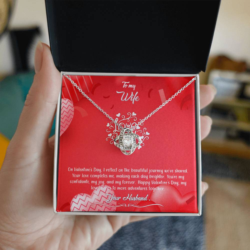 valentine-4a Love Knot Necklace, Gift to my Wife with Beautiful Message Card