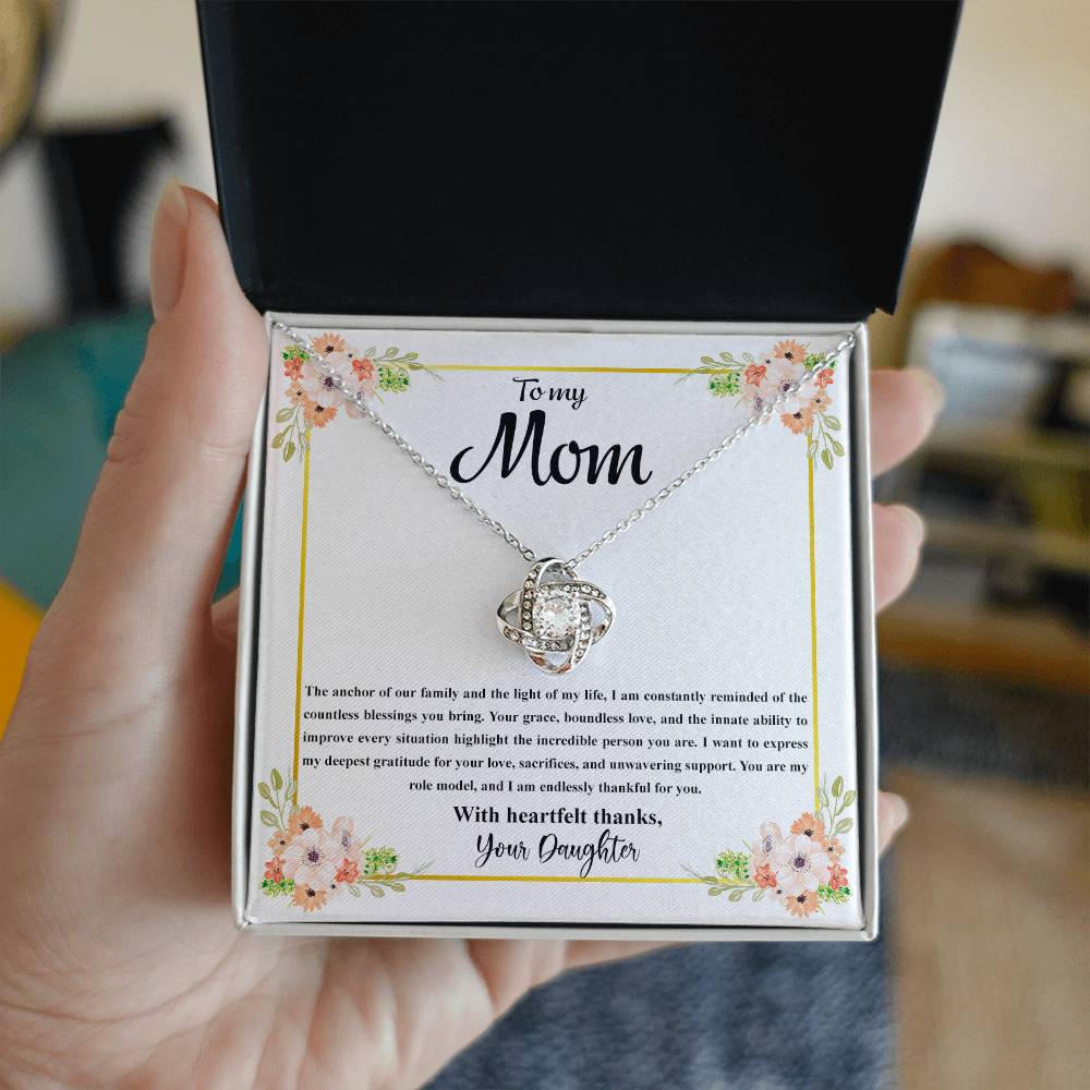 4032b Love Knot Necklace, Gift to my Mom with Beautiful Message Card