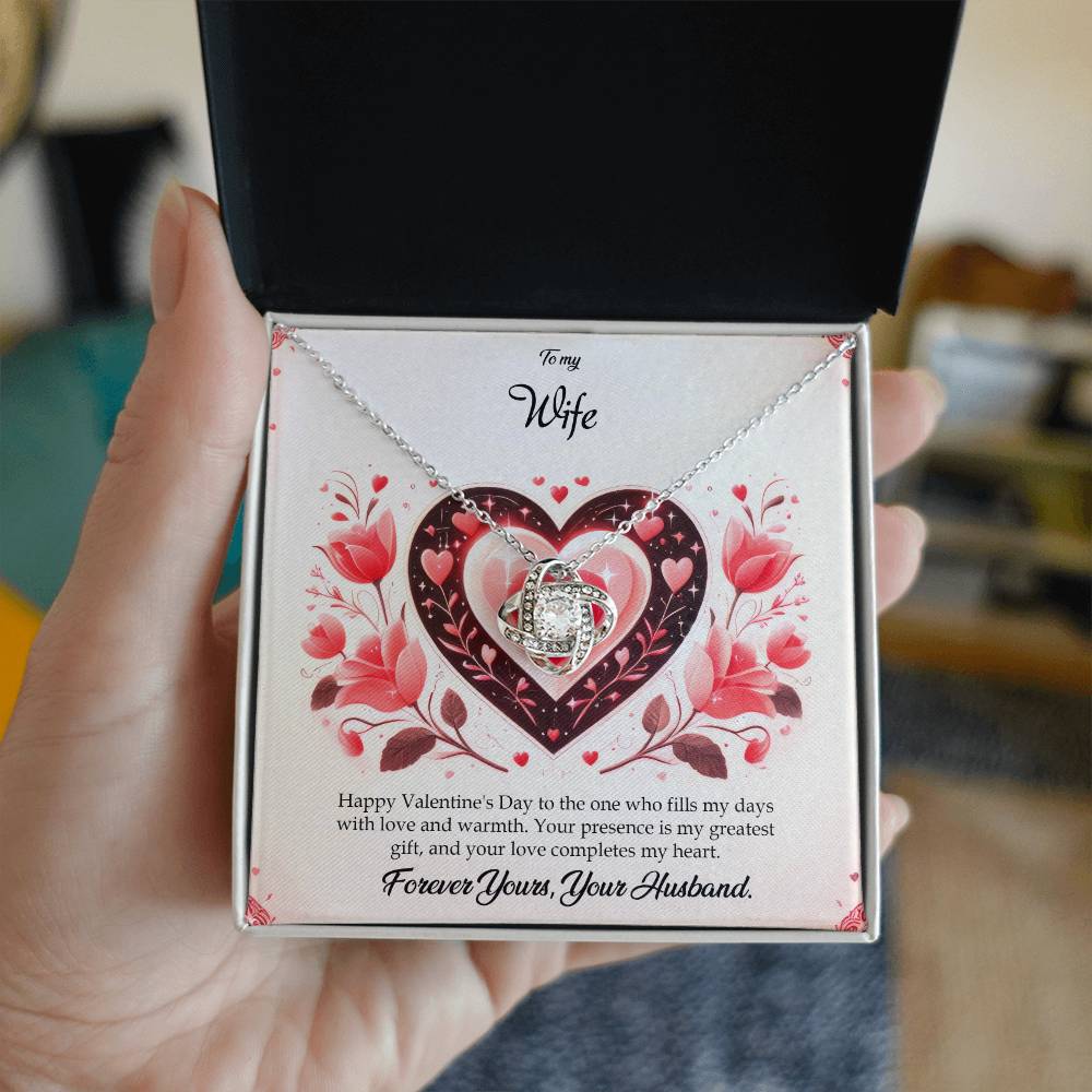 Valentine-st5a Love Knot Necklace, Gift to my Wife with Beautiful Message Card