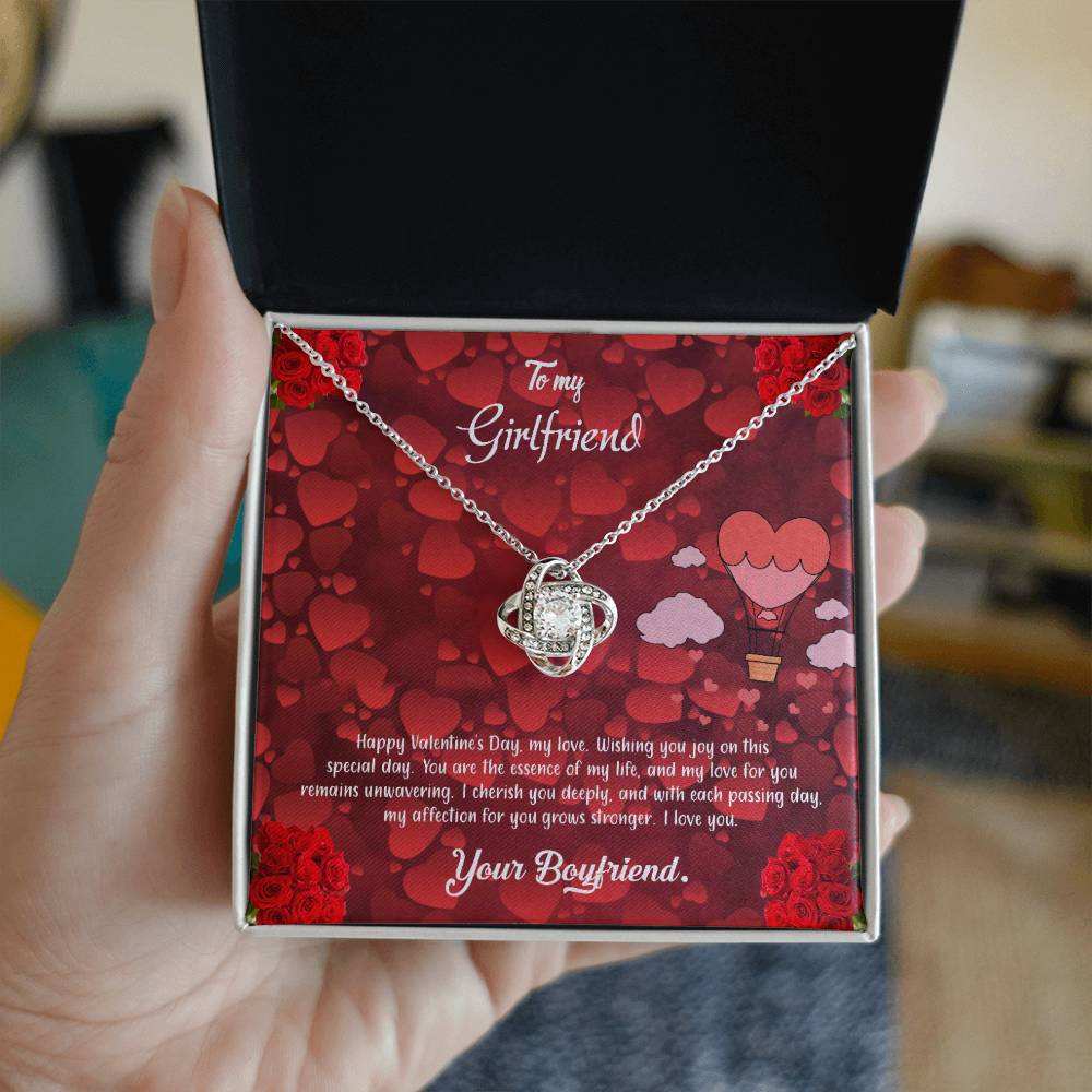 valentine-27c Love Knot Necklace, Gift to my Girlfriend with Beautiful Message Card